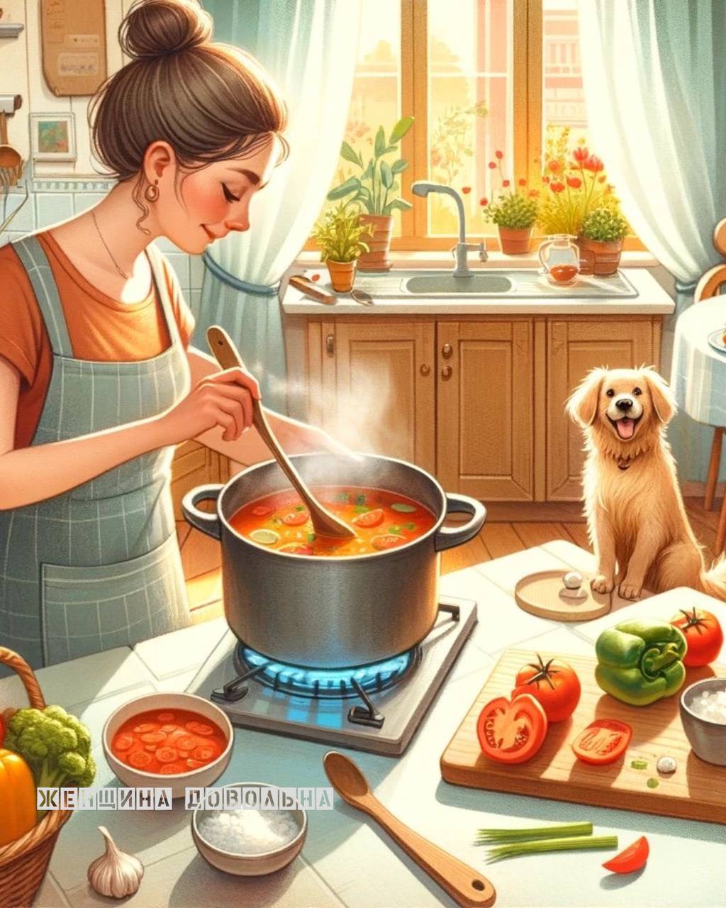 Хозяйка совмещает приятное с полезным